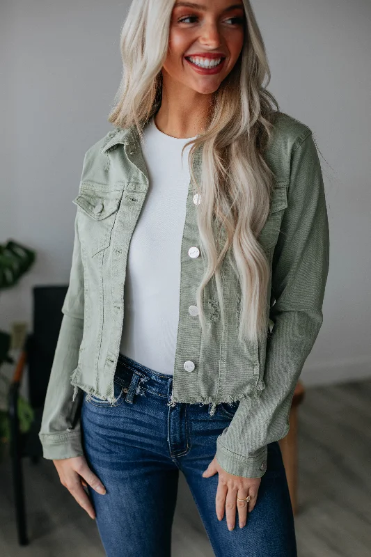 Gemma Risen Denim Jacket - Olive Wool Jacket Cashmere Jacket Tweed Jacket