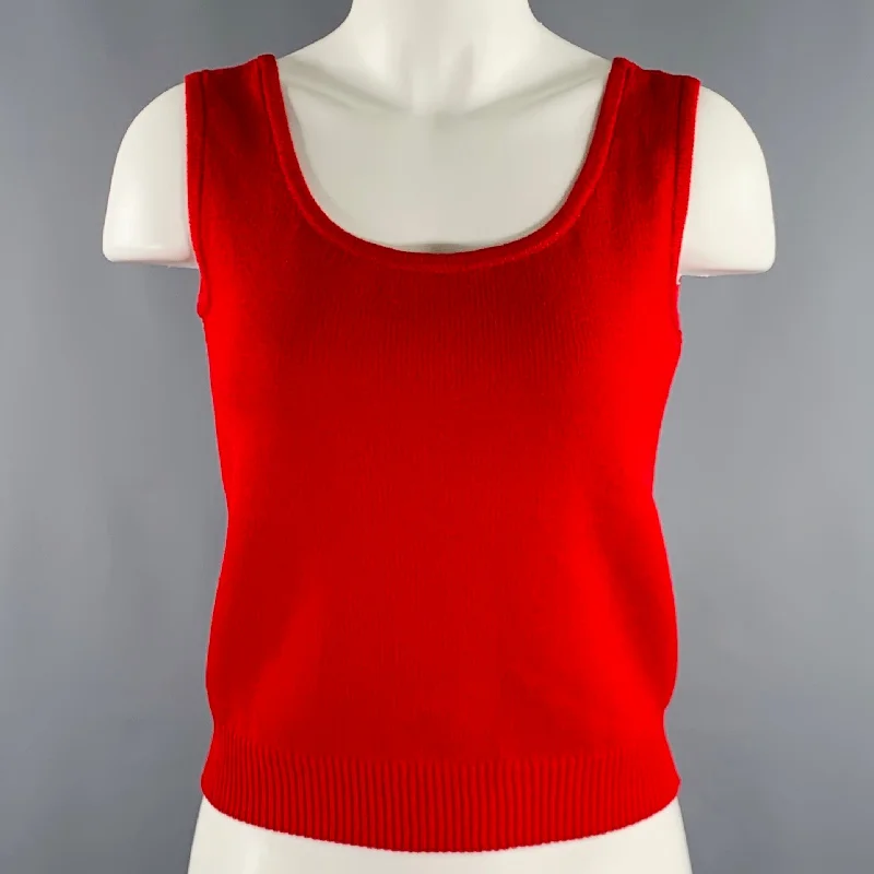 ST. JOHN COLLECTION Size S Red Wool Blend Tank Casual Top lace tank top