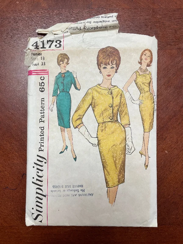 1960's Simplicity 4173 Sewing Pattern - Dress and Jacket Front Pockets Side Pockets Patch Pockets 1960's Simplicity 4173 Sewing Pattern - Dress and Jacket Front Pockets Side Pockets Patch Pockets