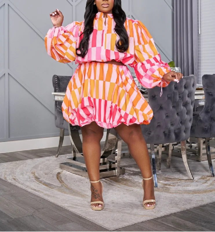 HJK2093+HS2093PXP- PRINT ZIP UP JACKET&BUBBLE SKIRT SET (PLUS) Cotton Fabric Linen Fabric Terry Fabric HJK2093+HS2093PXP- PRINT ZIP UP JACKET&BUBBLE SKIRT SET (PLUS) Cotton Fabric Linen Fabric Terry Fabric