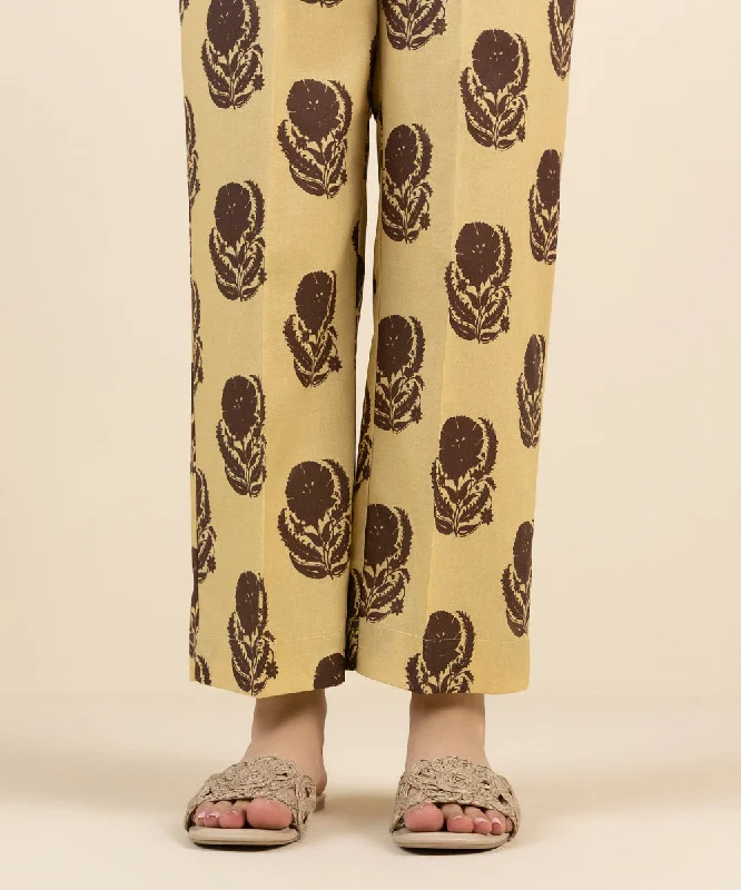 Printed Cambric Straight Pants Soft Cotton Pants