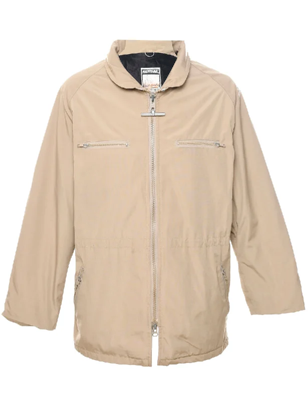 Light Brown Jacket - L Tiered Jacket Buttoned Jacket Zippered Jacket