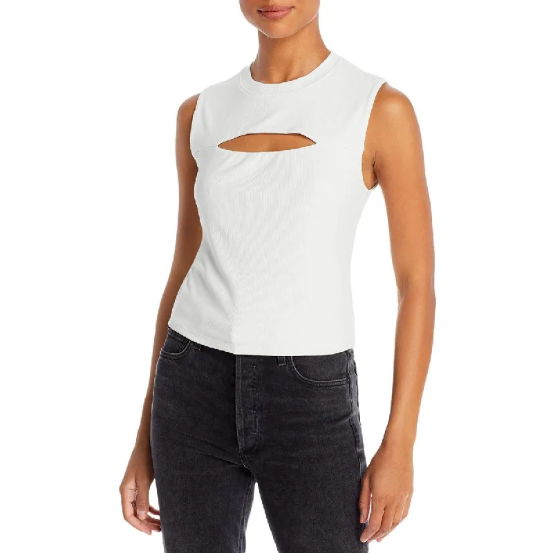 Aqua Womens Ribbed Mock Neck Tank Top gold tank top