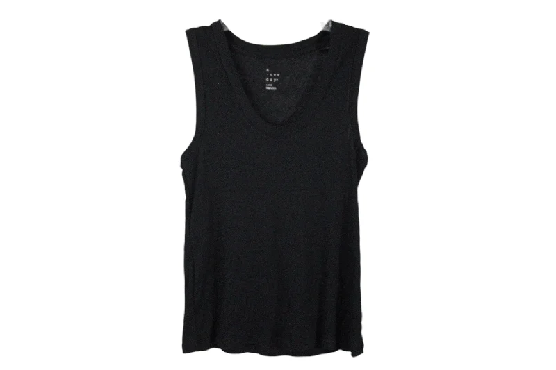 A New Day Black Rib Tank | L print tank top