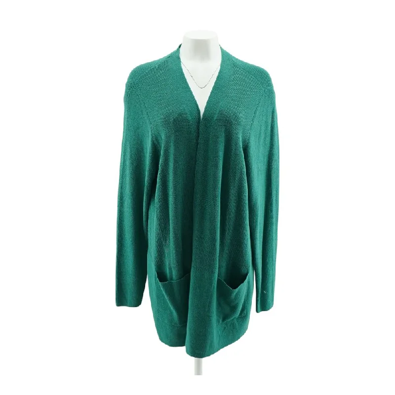Green Solid Cardigan Sweater Embroidered Appliqued Beaded