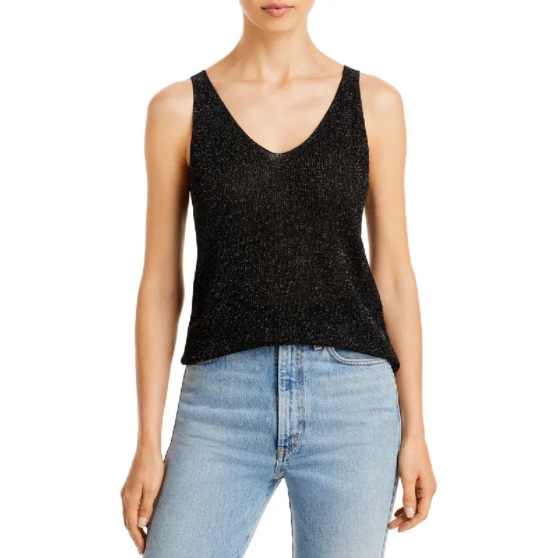 Lucy Paris Womens GiGi Knit Metallic Tank Top rhinestone tank top