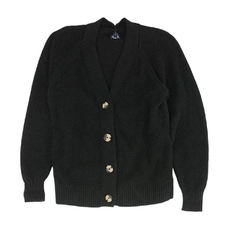 Black Solid Cardigan Sweater Oversized Loose Flowy