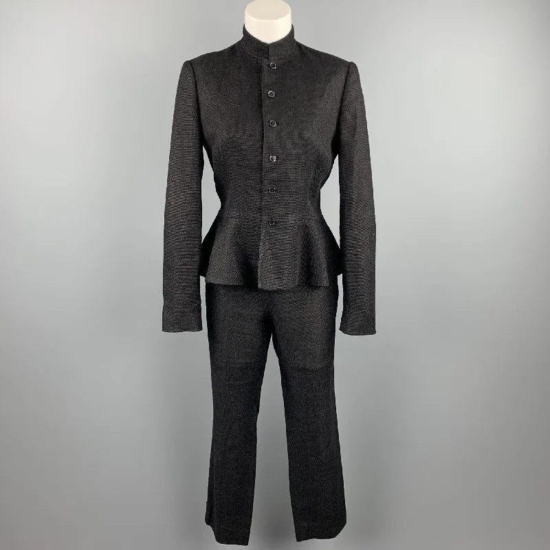 RALPH LAUREN Size 8 Black Woven Linen / Cotton Pants Set Fashionable Work Pants