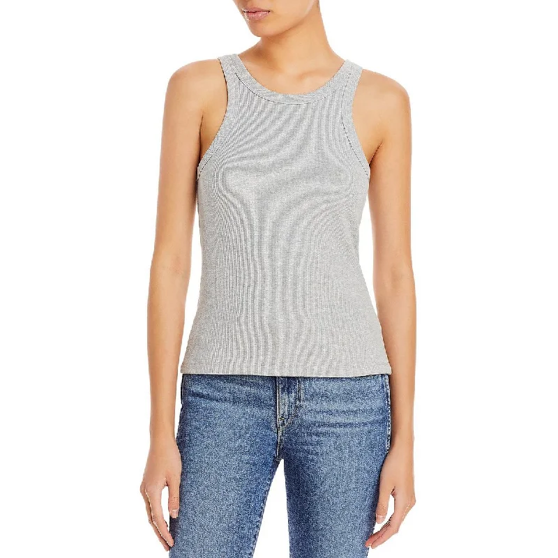 Mother Womens The Chin Ups Ribbed Crewneck Tank Top turquoise tank top