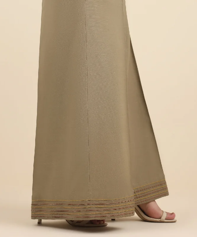 Raw Silk Flared Pants Stylish Casual Pants