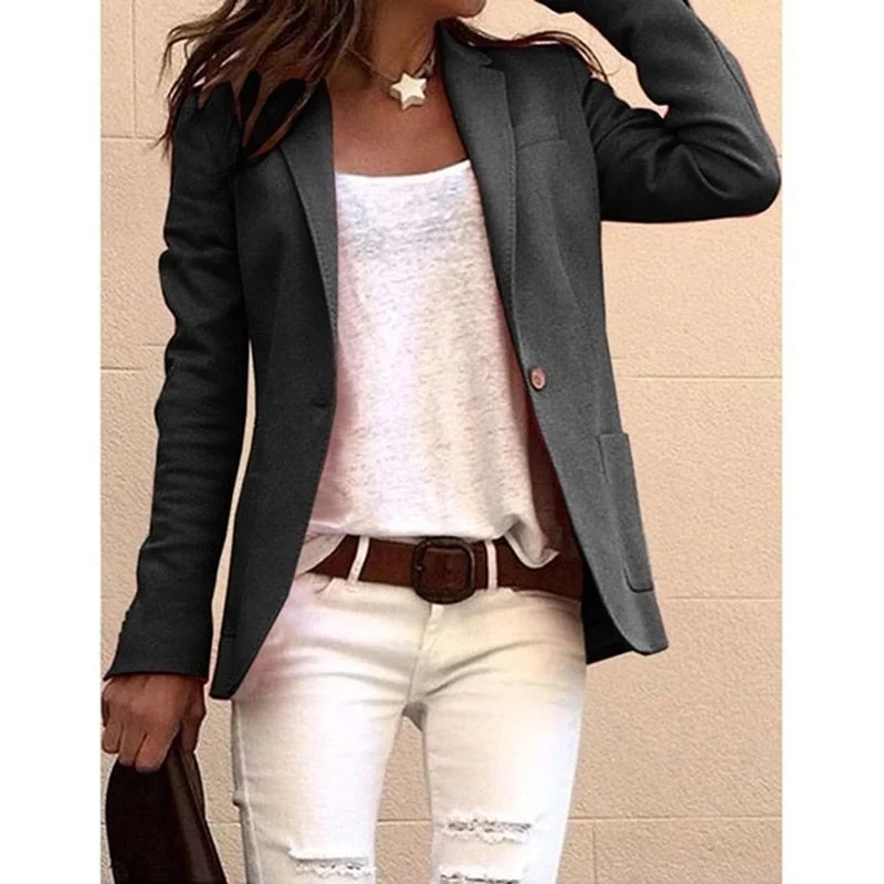 Spring Blazer Jacket Women Casual Pockets Long Sleeve Work Suit Coat Office Lady Solid Slim Blazers 2022 Insulated Jacket Fitted Jacket Loose Jacket Spring Blazer Jacket Women Casual Pockets Long Sleeve Work Suit Coat Office Lady Solid Slim Blazers 2022 Insulated Jacket Fitted Jacket Loose Jacket