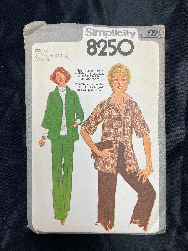 1977 Simplicity 8250 Pattern - Jacket and Pants FACTORY FOLDED Fitted Jacket Loose Jacket Oversized Jacket