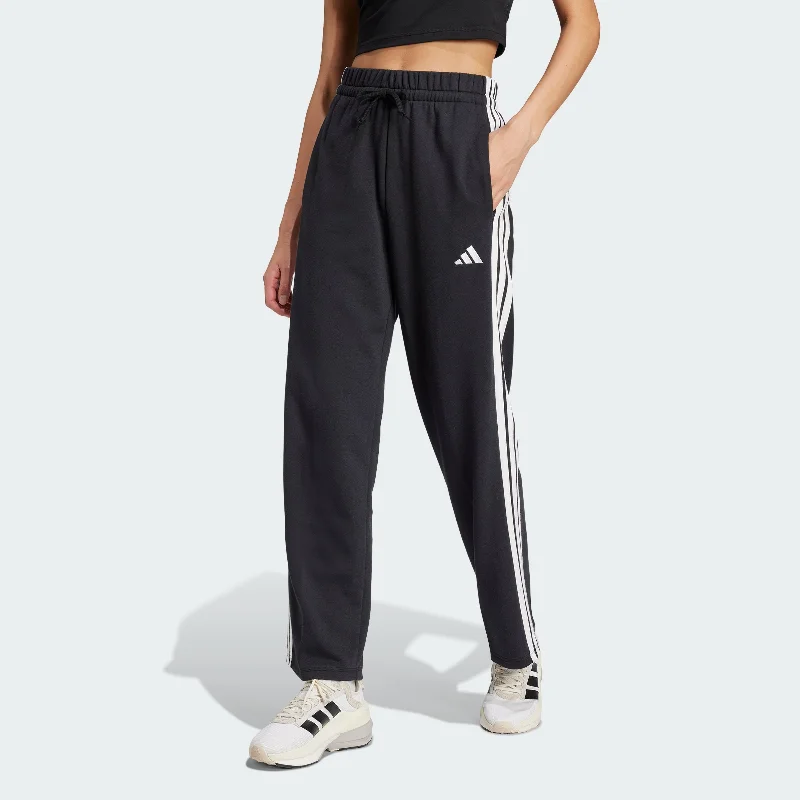 Women's adidas Essentials 3-Stripes Open Hem French Terry Pants Comfortable Jogger Trousers