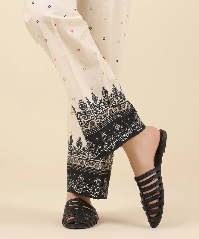 Printed Cambric Straight Pants Stretch Fit Pants