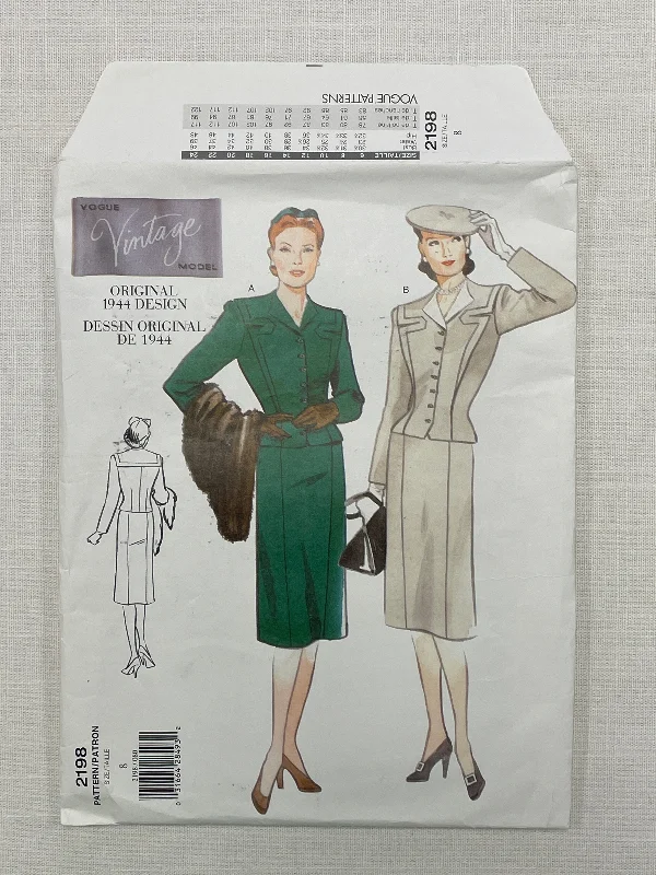 SALE 1944 Reproduction Vogue 2198 Pattern - Jacket and Skirt FACTORY FOLDED Rayon Fabric Velvet Fabric Corduroy Fabric SALE 1944 Reproduction Vogue 2198 Pattern - Jacket and Skirt FACTORY FOLDED Rayon Fabric Velvet Fabric Corduroy Fabric