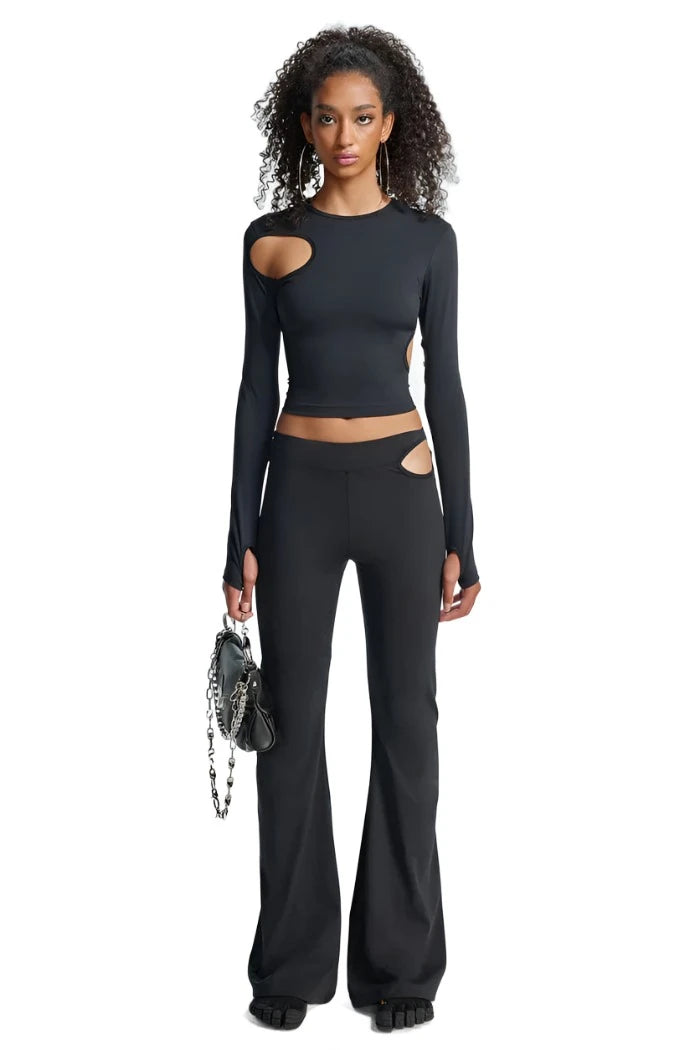 THE KRIPT - "Faxan" Pants - Stretch Flare Midrise Relaxed Lounge Trousers