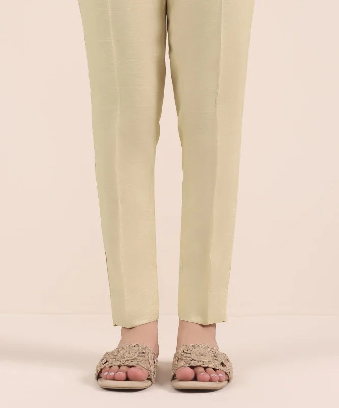 Raw Silk Straight Pants Fashionable Jogger Pants