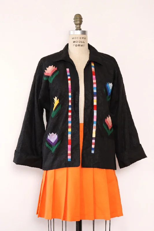 Flower Cotton Patchwork Jacket S/M Hoodie Zip-Up Jacket Button-Up Jacket