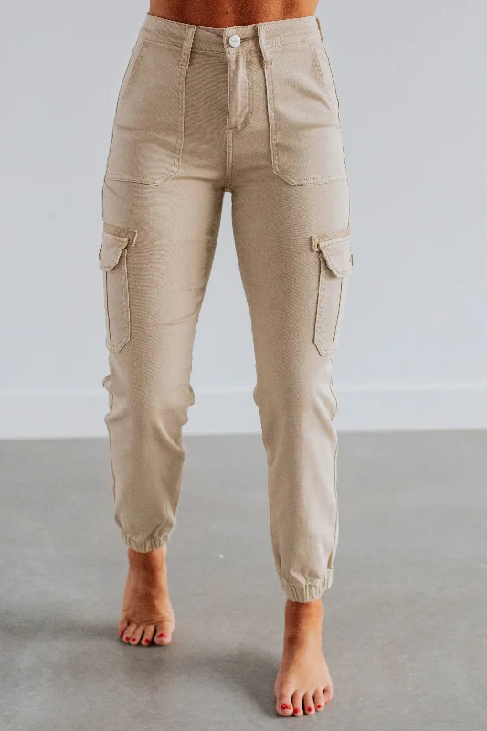 Jadia Risen Cargo Pants - Stone Trendy Work Pants