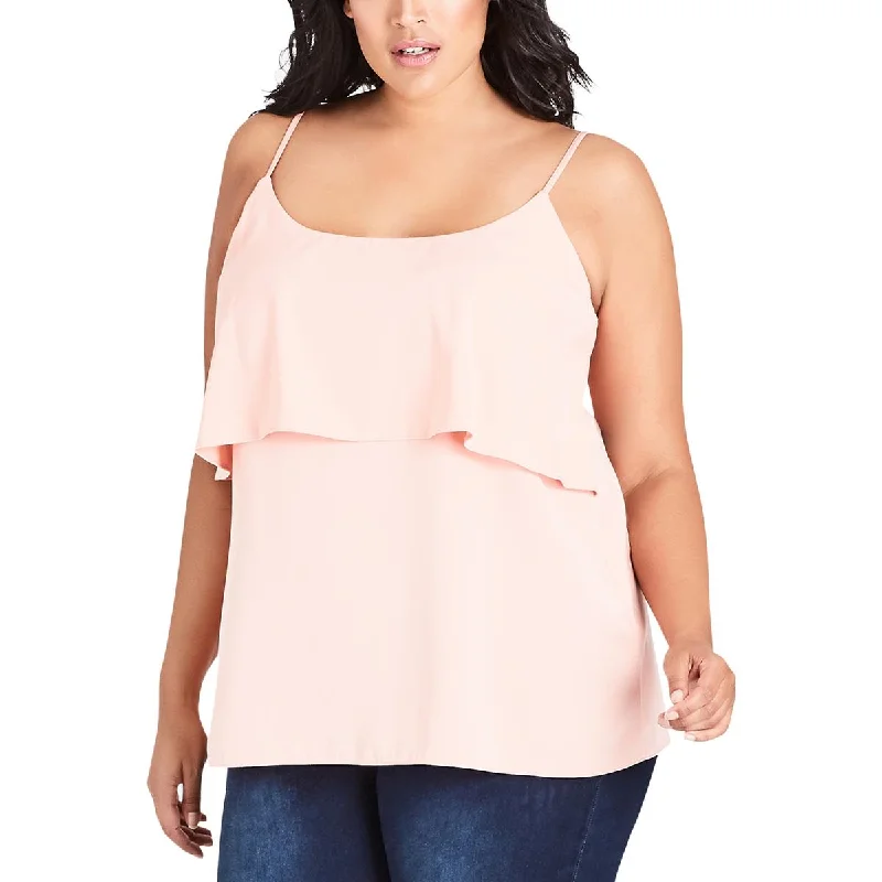 City Chic Womens Plus Tank Shell Camisole Top silver tank top