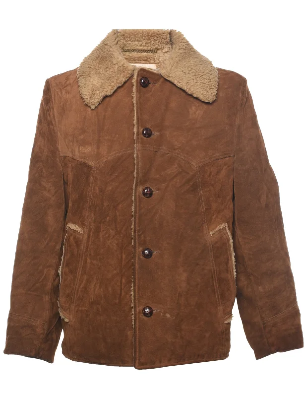 Lake Land Shearling Suede Jacket - M Denim Fabric Leather Fabric Suede Fabric
