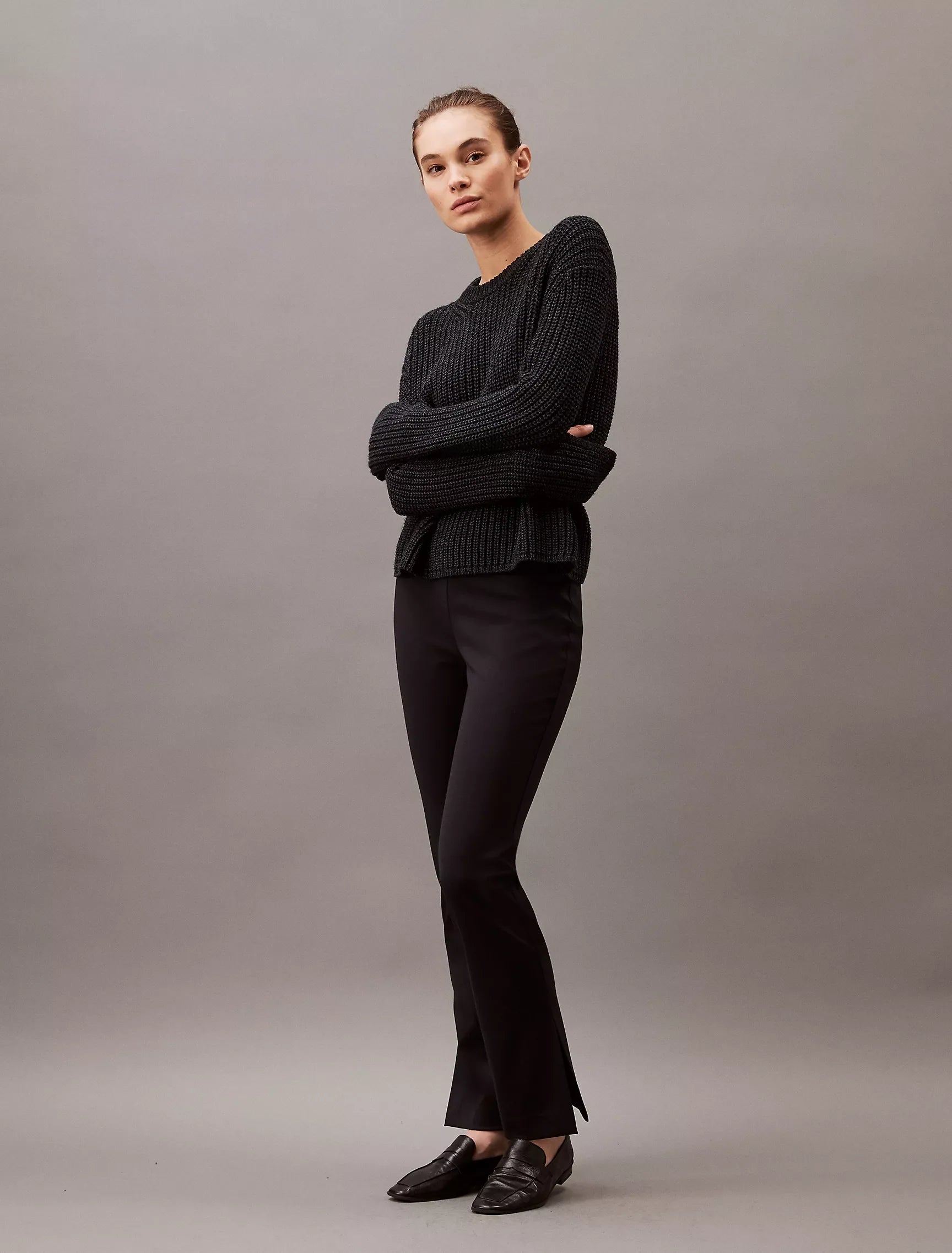 Calvin Klein Ponte Split Hem Skinny Fit Pants - Women Warm Wool Trousers