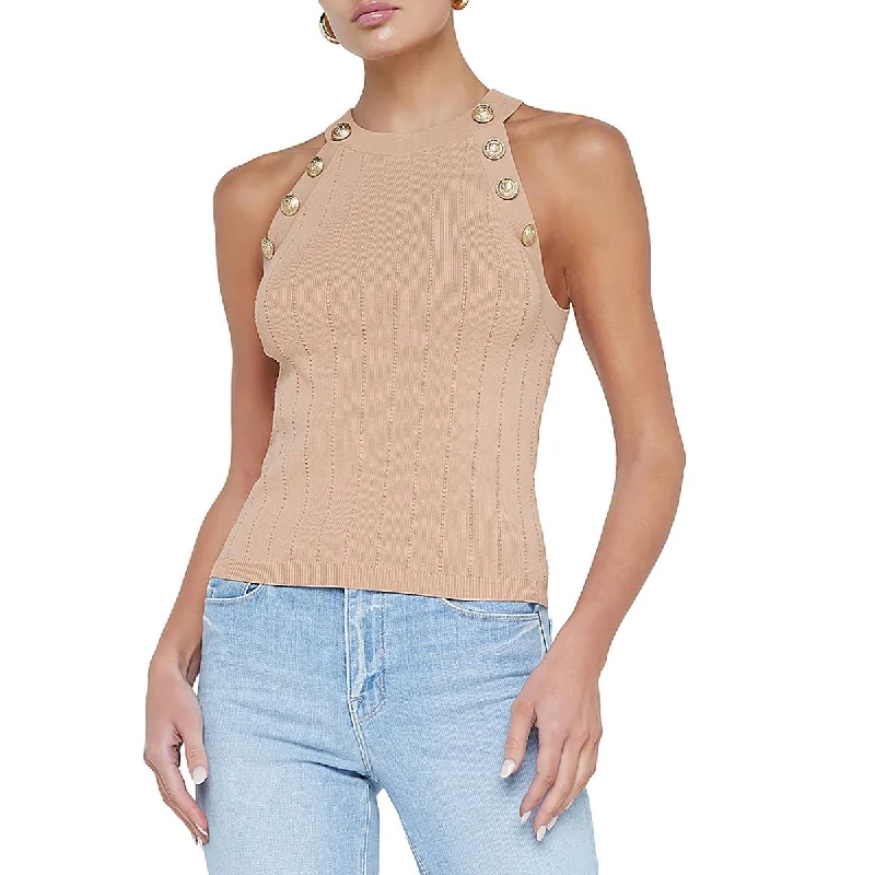 L'Agence Womens Embellished Ribbed Trim Tank Top loose fit tank