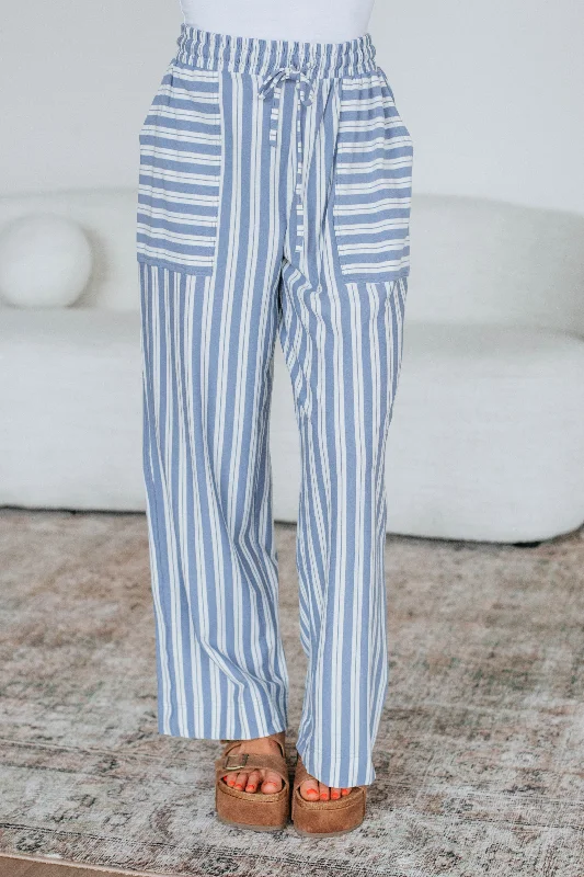 Shannon Striped Pants - Chambray Mix Classic Cropped Pants