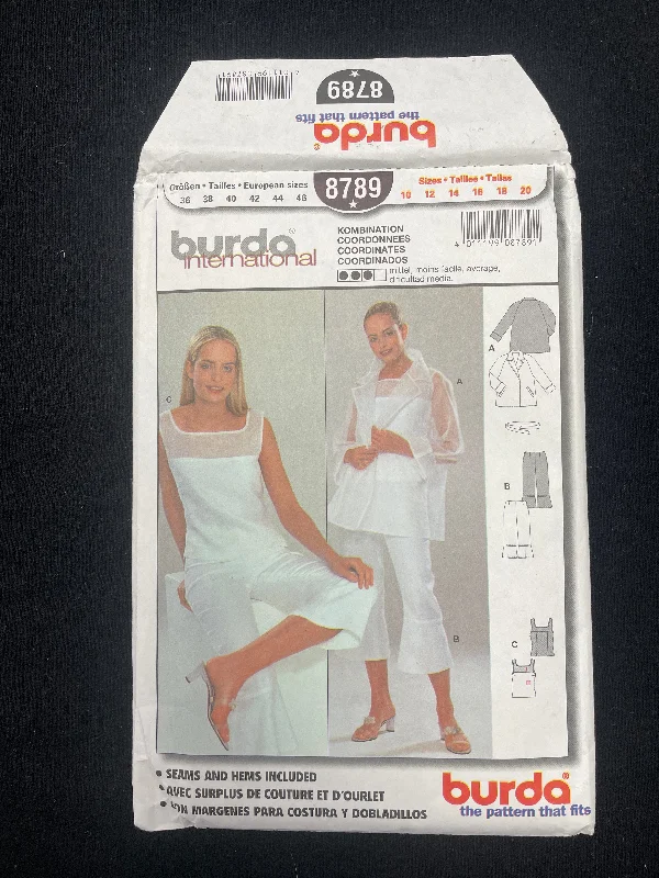 2010's Burda 8789 Sewing Pattern - Jacket, Top, Pants and Belt FACTORY FOLDED Lace Jacket Ribbed Jacket Sequined Jacket 2010's Burda 8789 Sewing Pattern - Jacket, Top, Pants and Belt FACTORY FOLDED Lace Jacket Ribbed Jacket Sequined Jacket