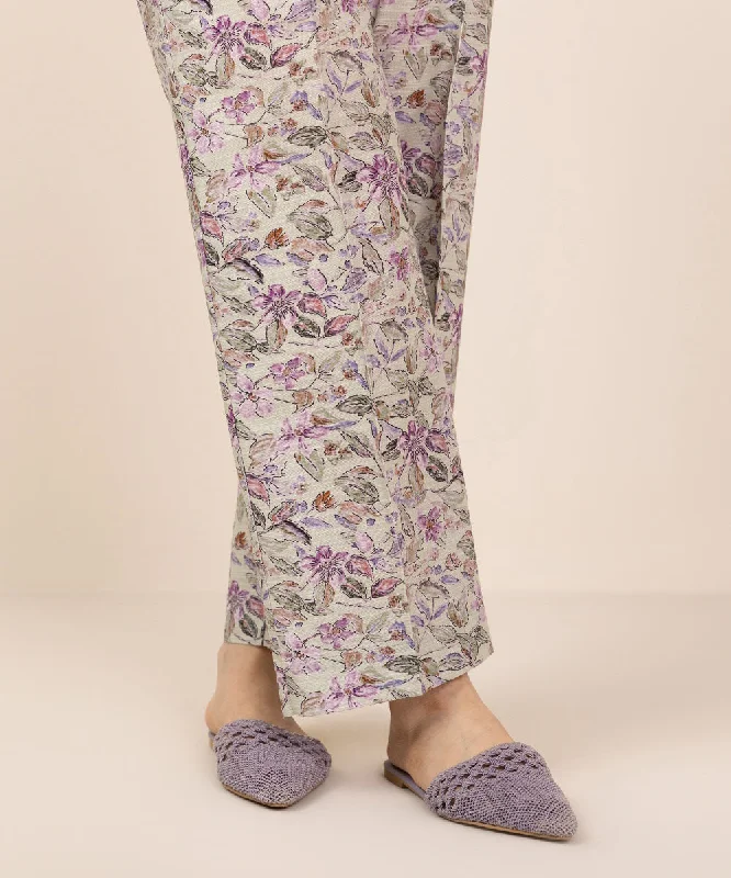 Printed Khaddar Straight Pants Cozy Knit Pants