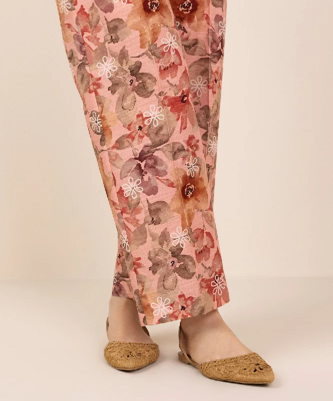 Printed Khaddar Straight Pants Fashionable Work Pants