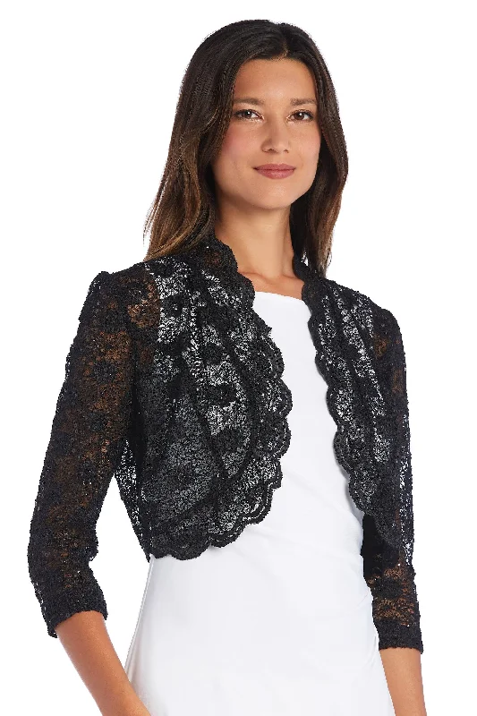R&M Richards 3158M 3/4 Sleeve Lace Bolero Jacket Belted Jacket Elasticated Jacket Padded Jacket