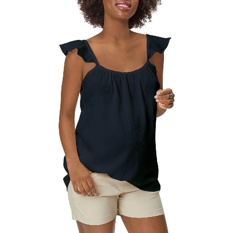 Stowaway Collection Womens Maternity Ruffled Tank Top cotton tank top