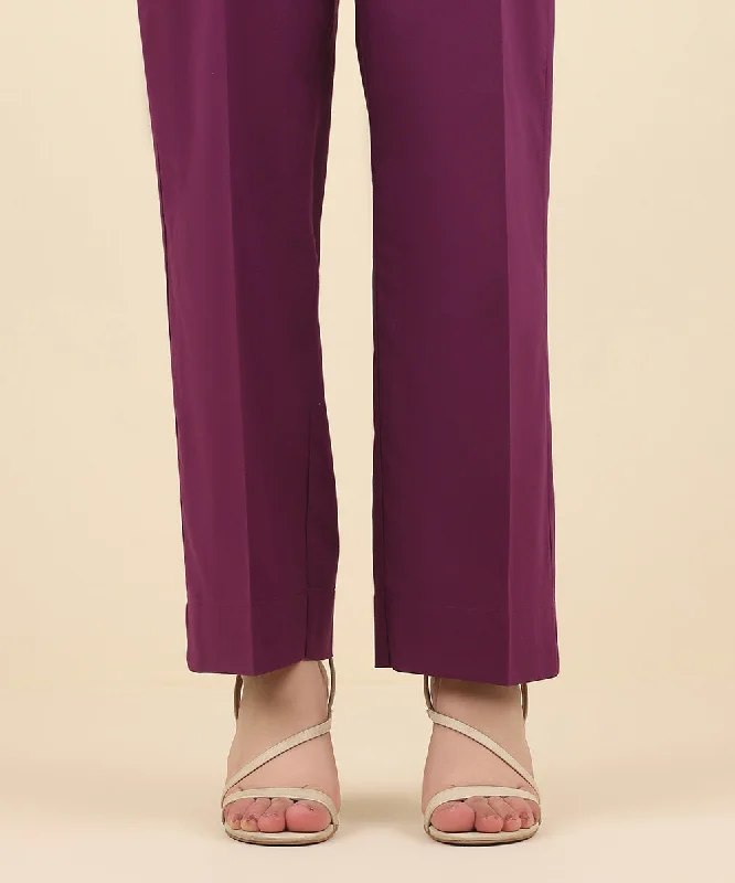 Solid Cambric Straight Pants Stylish Casual Pants