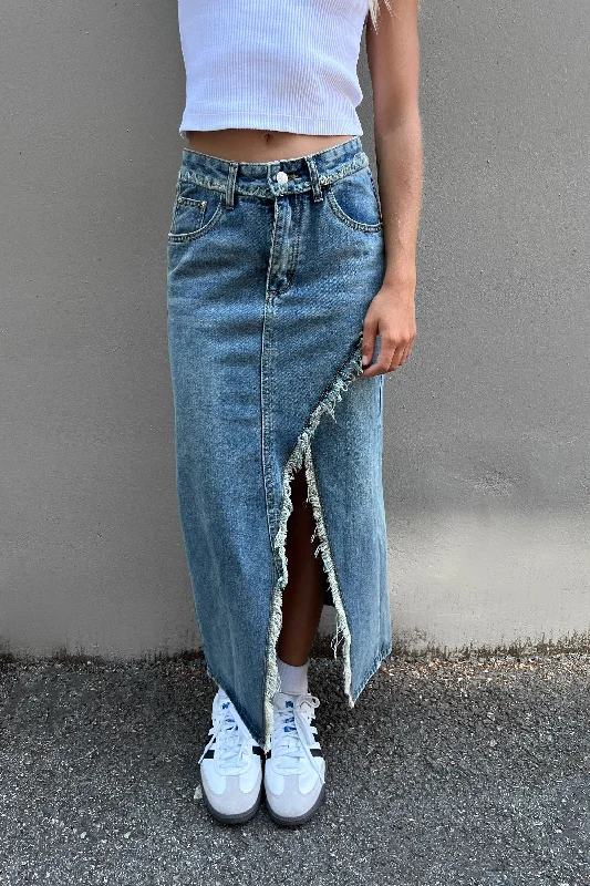 DENIM MAXI SKIRT denim skirt stylish