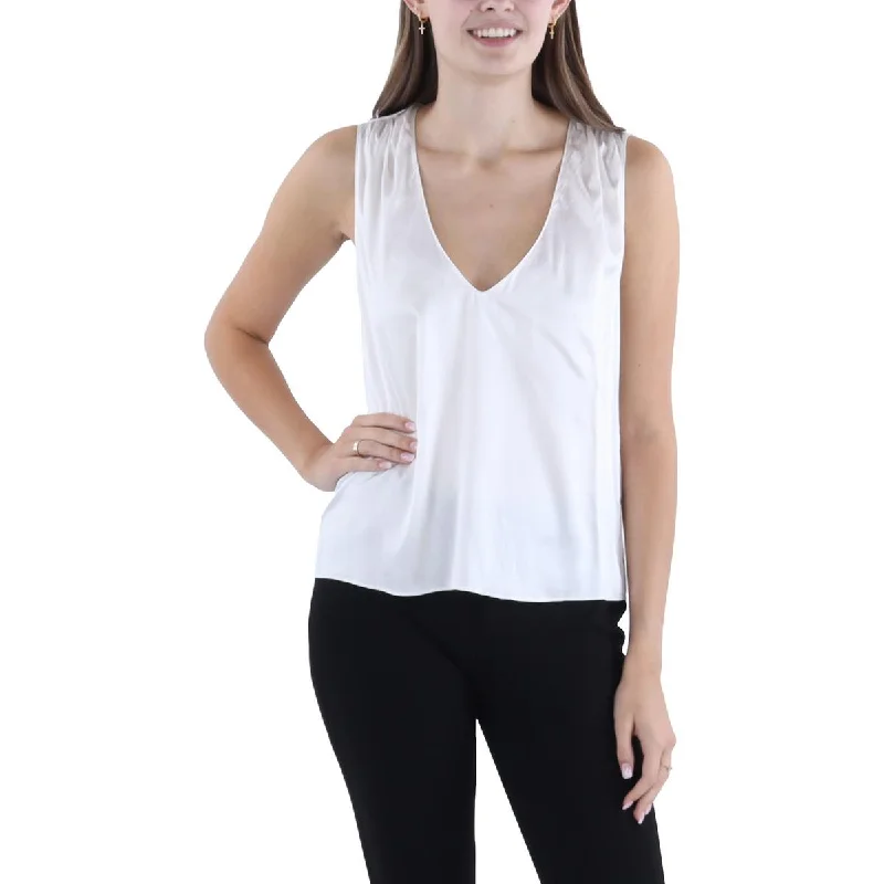 Generation Love Womens Silk V-Neck Tank Top fitted tank top