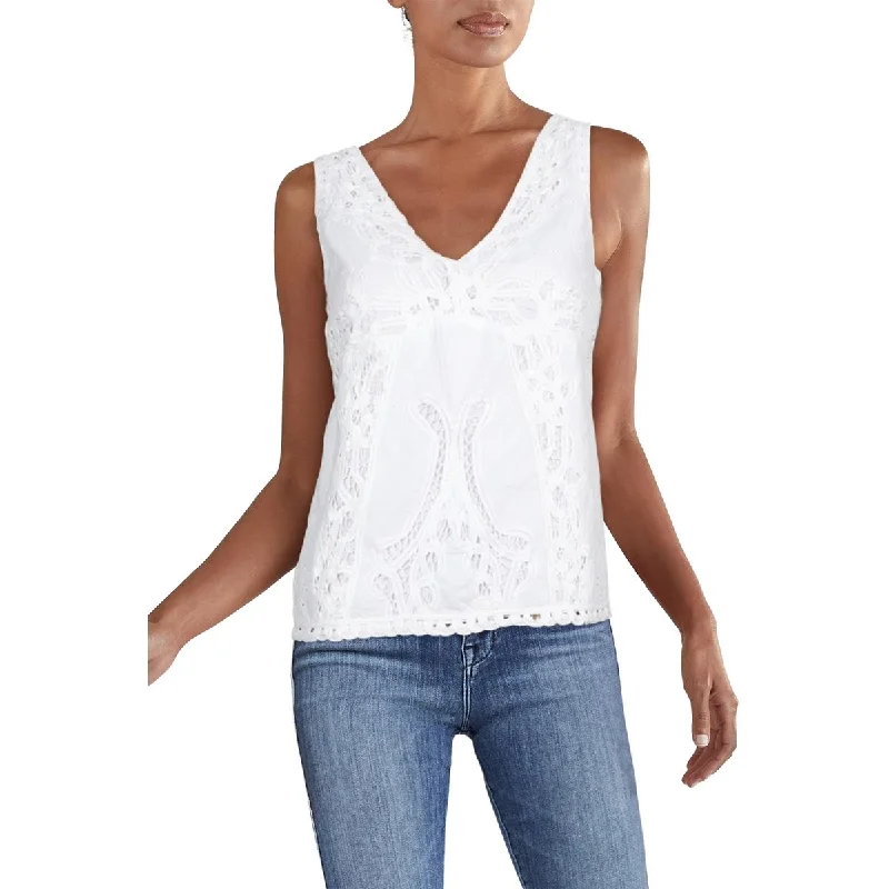 Lauren Ralph Lauren Womens Yivell Lace V-Neck Tank Top glitter tank top