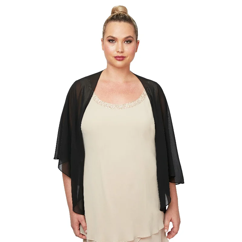 SL Fashions 619145 Bolero Long Sleeve Chiffon Jacket Zip Front Button Front Snap Front
