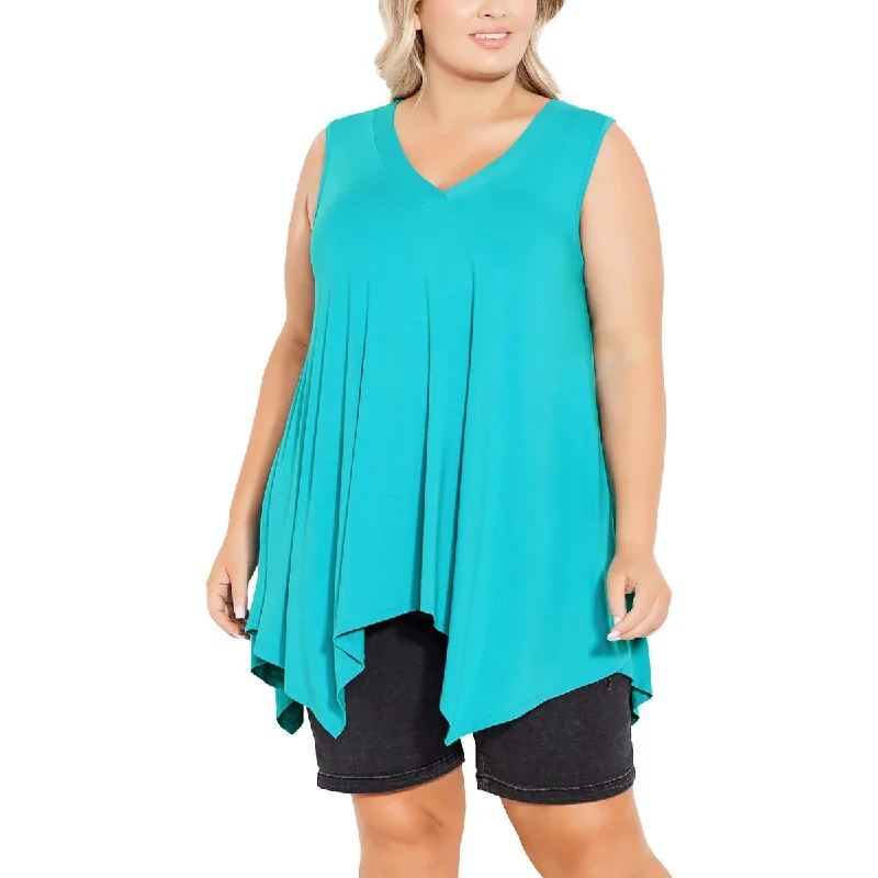 Avenue Womens Plus Solid Sharkbite Hem Tank Top flirty tank top
