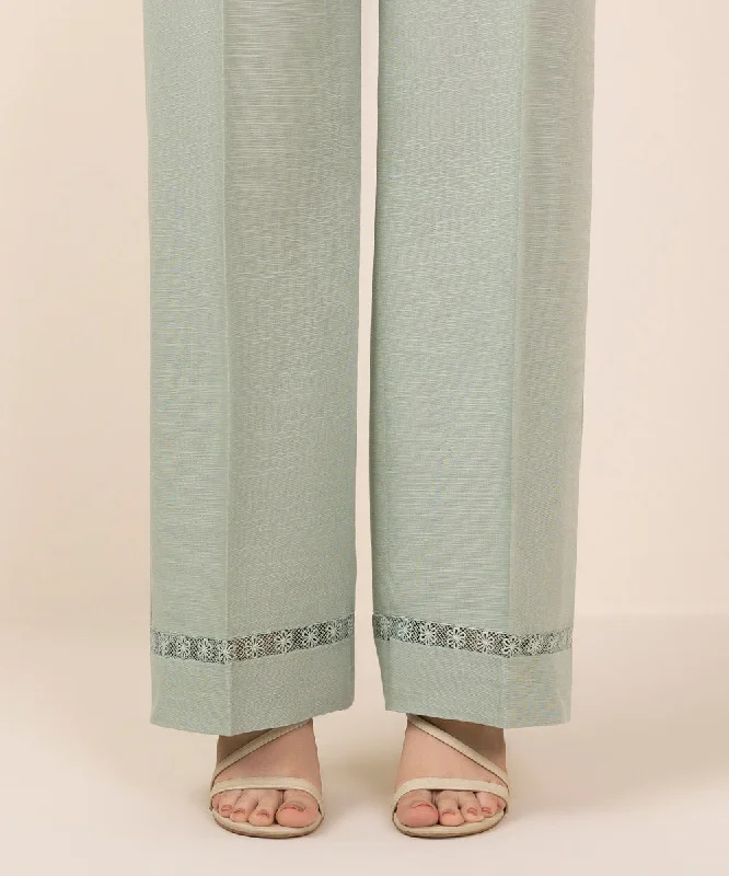 Solid Khaddar Straight Pants Wide-Legged Palazzos