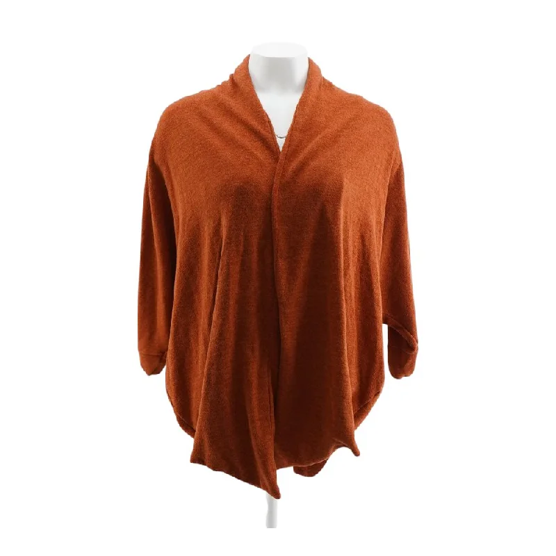 Rust Solid Cardigan Sweater Terry Blend Velvet Blend Canvas Blend