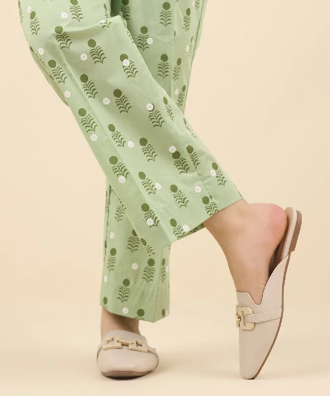 Printed Cambric Straight Pants Comfy Cargo Trousers