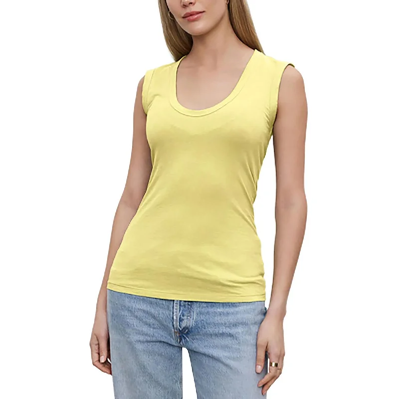 VELVET BY GRAHAM & SPENCER Womens Solid Cotton Tank Top sequin tank top