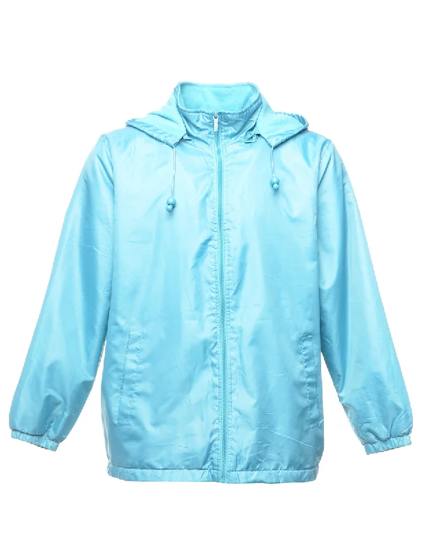 Light Blue Hooded Jacket - L Wool Jacket Cashmere Jacket Tweed Jacket