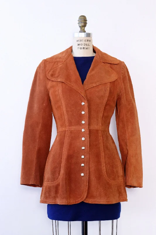 Canadian Suede Snap Jacket XS Ribbed Jacket Pleated Jacket Ruffled Jacket