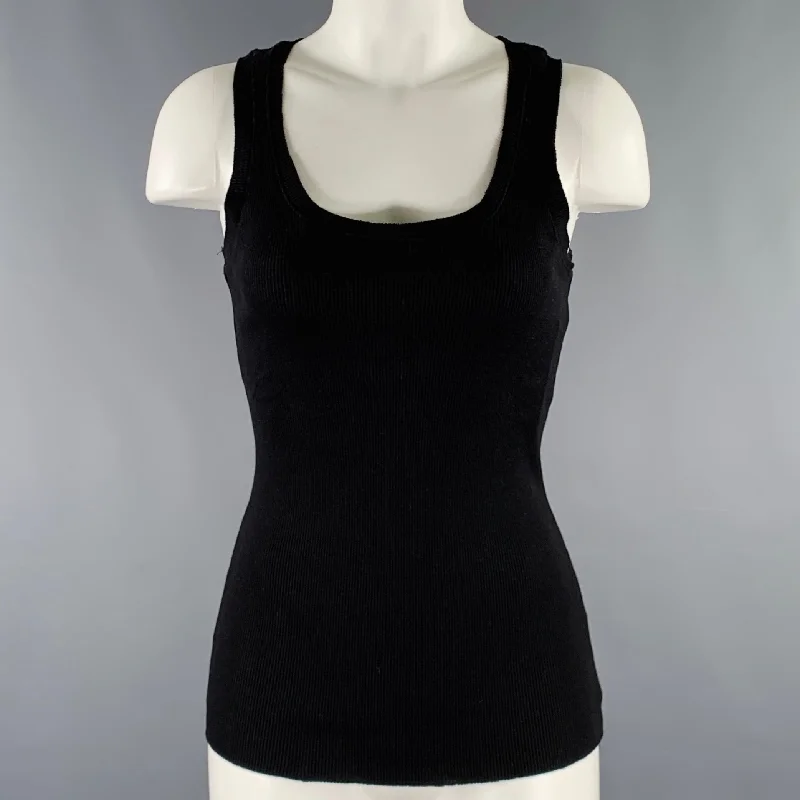 PLUSH Size S Black Multi Color Cotton Aplique Tank Casual Top strapless tank top