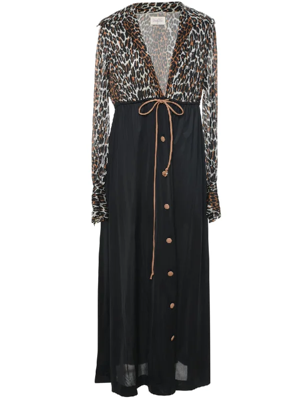 Leopard Print Black & Brown Bed Jacket - M Embroidered Jacket Appliqued Jacket Beaded Jacket Leopard Print Black & Brown Bed Jacket - M Embroidered Jacket Appliqued Jacket Beaded Jacket