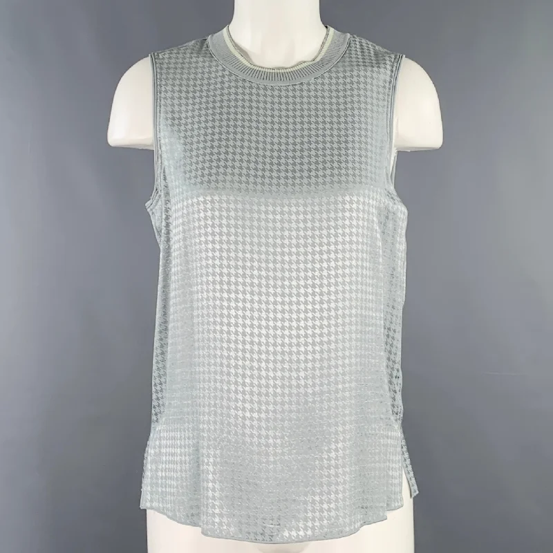 RAG & BONE Size S Ali Tank Grey Acetate Blend Houndstooth Sleeveless Casual Top teal tank top