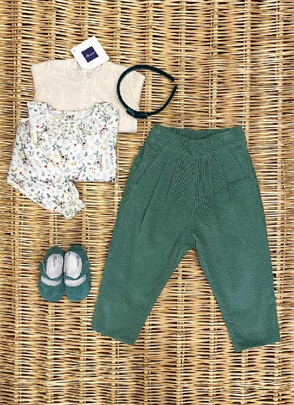 Girly Corduroy Pants Comfy Zip-Up Pants