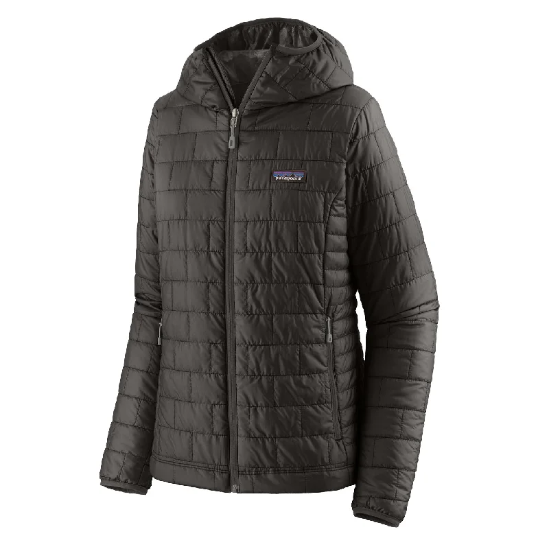 Patagonia Womens Nano Puff Hoody Jacket Black Collared Jacket Crew Neck Jacket Turtle Neck Jacket
